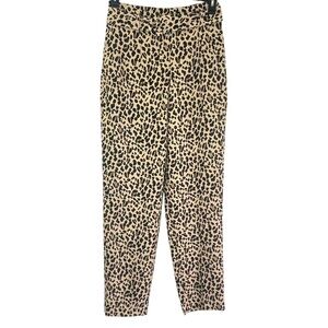 Zara High Waisted Leopard Print Belted Trousers/Pants Size M